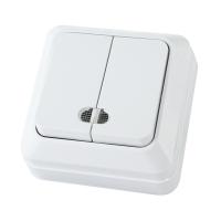 ЛАДОГА Выключатель о/у, 2 клавиши, с/инд, 10А, 230В, IP20, белый. SQ1801-0007 — фото