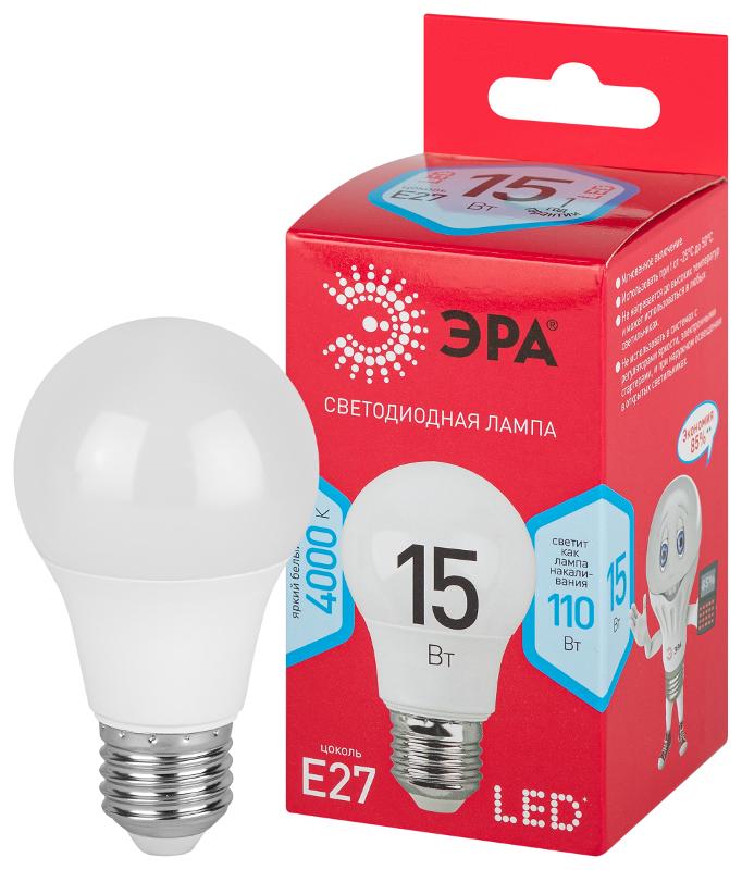 Лампа светодиодная ЭКО LED A60-15W-840-E27 R (диод, груша, 15Вт, нейт, E27) | Б0046356 | ЭРА — фото