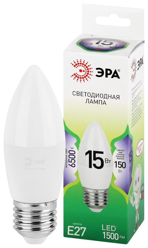 Лампа светодиодная GREEN LINE LED B35-15W-865-E27 GL E27 15 Вт свеча холодный свет | Б0067094 | ЭРА — фото