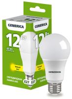 Лампа светодиодная A60 груша 12Вт 230В 3000К E27 | LL-A60-12-230-30-E27-G | GENERICA