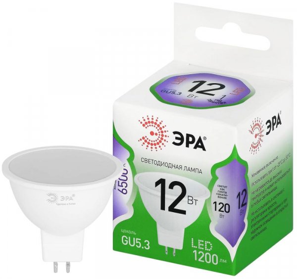 Лампа светодиодная GREEN LINE LED MR16-12W-865-GU5.3 GL GU5.3 12 Вт софит холодный свет | Б0067062 | ЭРА — фото
