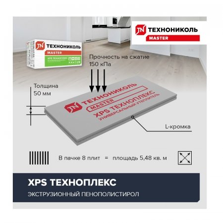 ТЕХНОНИКОЛЬ Техноплекс Экструдированный пенополистирол Г4 1180х580х50мм (0,6844м2=0,03422м3) (1шт) — фото