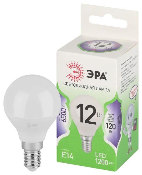 Лампа светодиодная GREEN LINE LED P45-12W-865-E14 GL E14 12 Вт шар холодный свет | Б0067071 | ЭРА — фото
