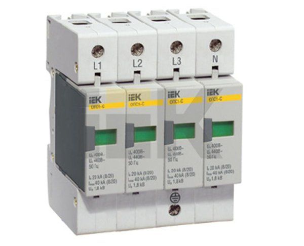 Ограничитель импульсного перенапряжения ОПС1-C 4Р In=20kA Un=400B Im=40kA | MOP20-4-C | IEK — фото