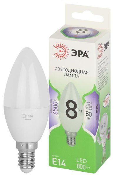 Лампа светодиодная  GREEN LINE LED B35-8W-865-E14 GL E14 8 Вт свеча холодный свет | Б0067101 | ЭРА — фото