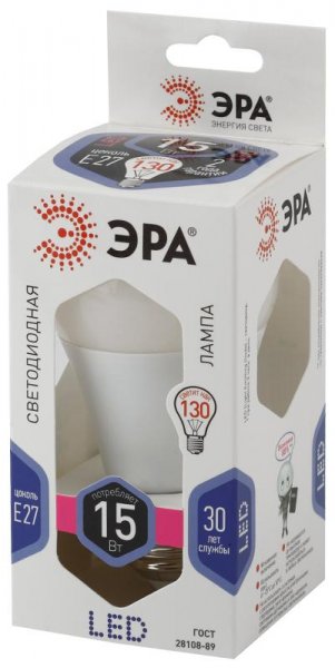 Лампа светодиодная LED 15Вт Е27 6000К smd A60-15W-860-E27 | Б0031396 | ЭРА — фото
