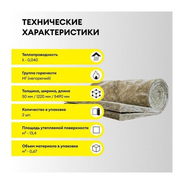 ВЕТОНИТ Рулон Теплый Дом ТВИН 5490х1220х50мм (13,4м2=0,67м3) (2шт) — фото