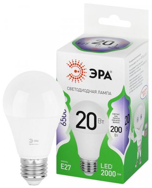 Лампа светодиодная GREEN LINE LED A60-20W-865-E27 GL E27 20 Вт груша холодный свет | Б0067102 | ЭРА — фото