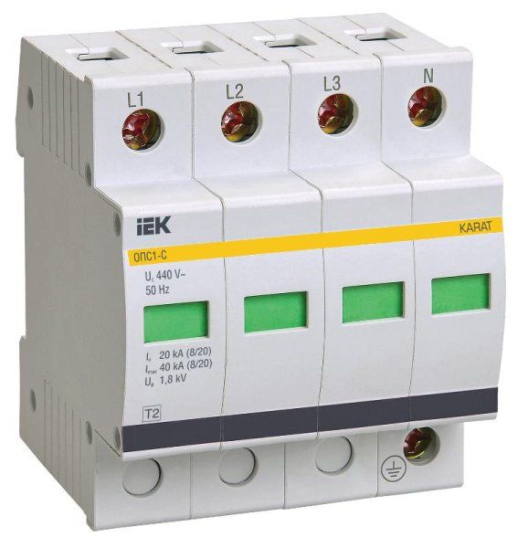 Ограничитель импульсного перенапряжения ОПС1-C 4Р In=20kA Un=400B Im=40kA | MOP20-4-C | IEK — фото