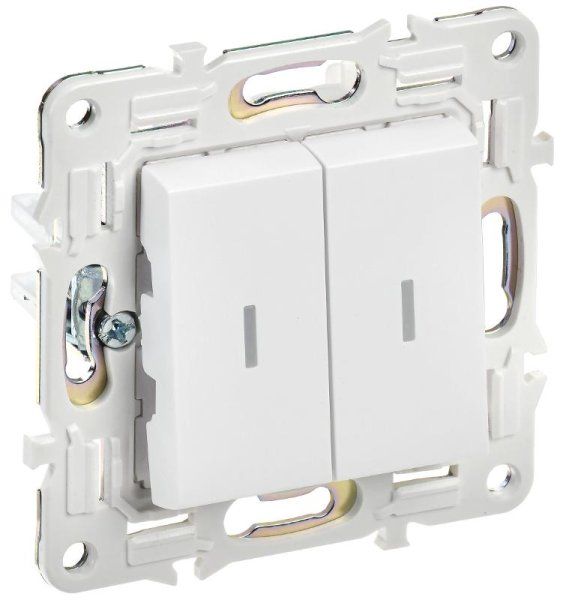 SKANDY Выключатель 2-клавишный проходной с индикацией 10А SK-V10W арктический белый | SK-V22-1-10-K01 | IEK — фото