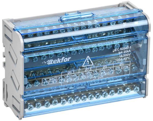 TEKFOR Шины на DIN-рейку (кросс-модуль) ШНК 4х15 3L+PEN | TF-DN10-4-15-125 | IEK