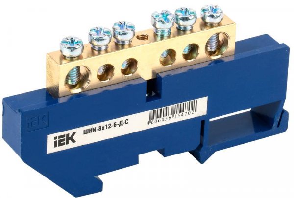 Шина N ноль на DIN-изоляторе ШНИ-8х12-6-Д-С | YNN10-812-6D-K07 | IEK
