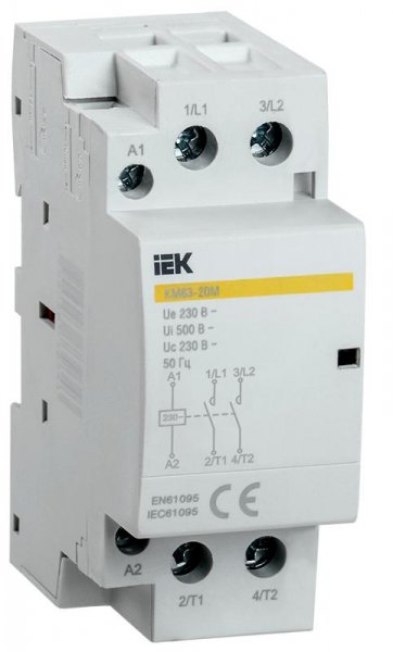 Контактор модульный КМ63-20М AC IEK | MKK11-63-20 | IEK