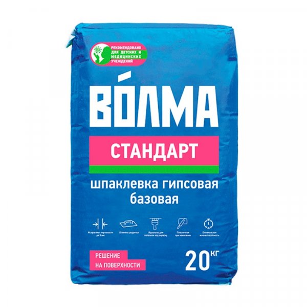 ВОЛМА Стандарт (20кг) шпаклевка гипсовая базовая — фото