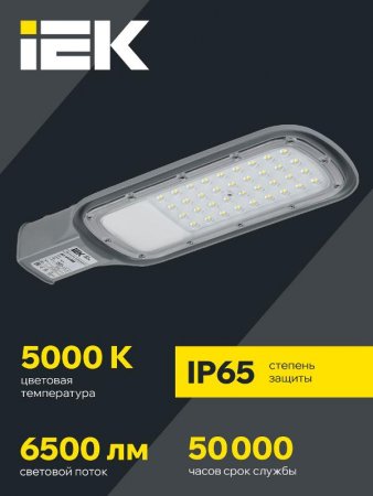 Светильник светодиодный консольный уличный ДКУ 1012-50Ш 5000К IP65 серый | LDKU1-1012-050-5000-K03 | IEK — фото
