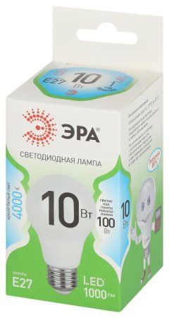Лампа светодиодная  GREEN LINE LED A60-10W-840-E27 GL E27 10 Вт груша яркий белый свет | Б0067135 | ЭРА — фото