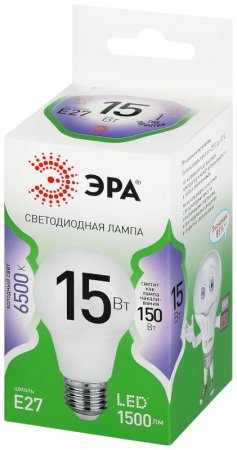 Лампа светодиодная  GREEN LINE LED A60-15W-865-E27 GL E27 15 Вт груша холодный свет | Б0067098 | ЭРА — фото