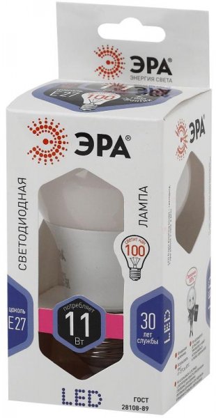 Лампа светодиодная LED 11Вт Е27 6000К smd A60-11W-860-E27 | Б0031394 | ЭРА — фото
