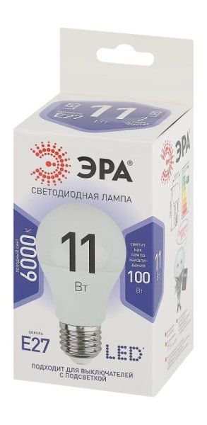 Лампа светодиодная LED 11Вт Е27 6000К smd A60-11W-860-E27 | Б0031394 | ЭРА — фото