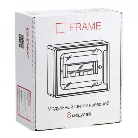 Щиток 8 мод настенный FRAME, белый, с тонированной дверцей, с 1 шиной PEN на 8 отв. | F08W1WD | DKC — фото