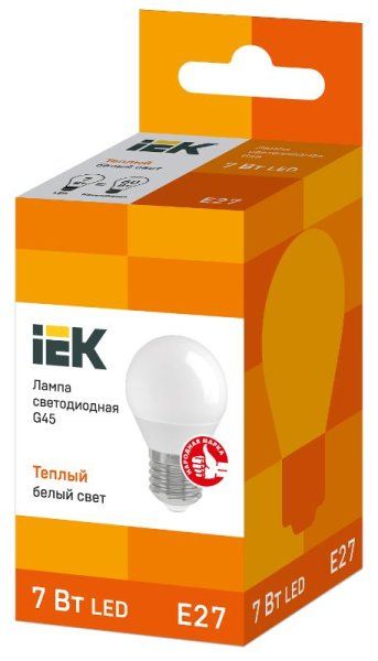 Лампа светодиодная LED 7Вт Е27 220В 3000К G45 шар | LLE-G45-7-230-30-E27 | IEK — фото