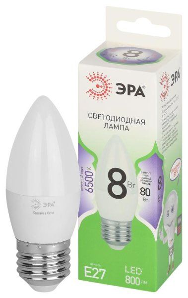 Лампа светодиодная  GREEN LINE LED B35-8W-865-E27 GL E27 8 Вт свеча холодный свет | Б0067136 | ЭРА — фото