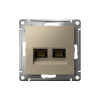 AtlasDesign Шампань Розетка 2-ая компьютерная RJ45+RJ45, кат.5E, механизм | ATN000585 | SE — фото