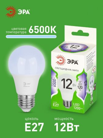 Лампа светодиодная  GREEN LINE LED A60-12W-865-E27 GL E27 12 Вт груша холодный свет | Б0067129 | ЭРА — фото