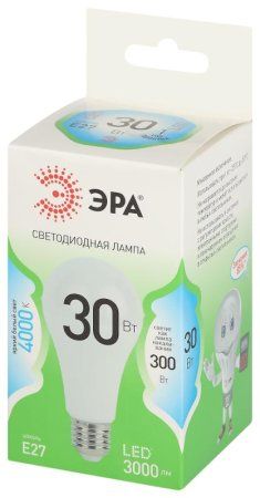 Лампа светодиодная  GREEN LINE LED A65-30W-840-E27 GL E27 30 Вт груша яркий белый свет | Б0067144 | ЭРА — фото