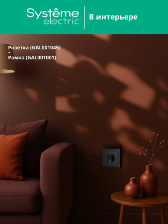 ArtGallery Карбон Розетка с заземлением, со шторками, 16А, механизм | GAL001045 | SE — фото