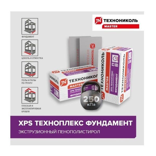 ТЕХНОНИКОЛЬ Техноплекс Фундамент Экстр. пенополистирол Г4 1180х580х50мм (5,4752м2=0,27376м3) (8шт) — фото