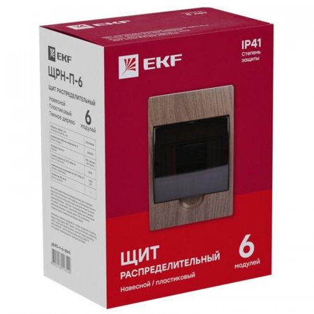 Щит распределительный навесной ЩРН-П- 6 темное дерево IP41 EKF PROxima | pb40-n-6-dark | EKF — фото