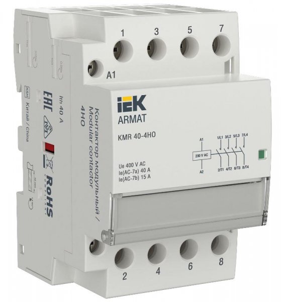 ARMAT Контактор модульный KMR 40А 230В AC 4НО | AR-KMR10-040-40-230 | IEK