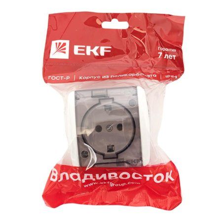 Владивосток Розетка 1-местная 16А с заземлением с прозрачной крышкой IP54 | EQR16-029-30-54-T | EKF — фото