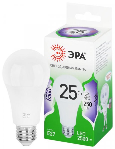 Лампа светодиодная  GREEN LINE LED A60-25W-865-E27 GL E27 25 Вт груша холодный свет | Б0067111 | ЭРА — фото