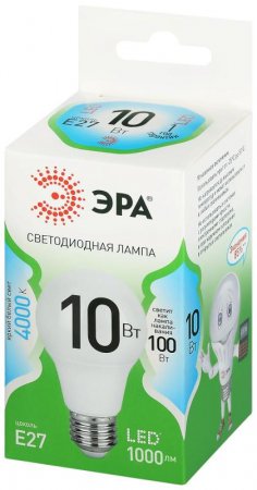 Лампа светодиодная  GREEN LINE LED A60-10W-840-E27 GL E27 10 Вт груша яркий белый свет | Б0067135 | ЭРА — фото