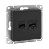 Механизм розетки RJ45 - 2шт, (cat5), чёрный Эпика EKF | UP1-SOB-2RJ45-5 | EKF — фото
