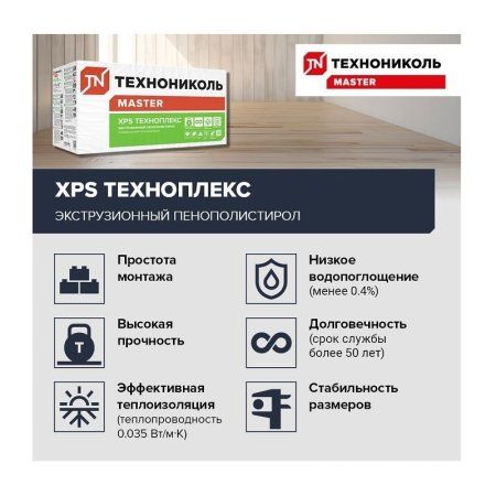 ТЕХНОНИКОЛЬ Техноплекс Экструдированный пенополистирол Г4 1180х580х50мм (0,6844м2=0,03422м3) (1шт) — фото