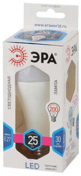 Лампа светодиодная LED 25Вт E27 4000К СТАНДАРТ груша | Б0035335 | ЭРА — фото