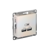 AtlasDesign Жемчуг Розетка USB, 5В, 1 порт x 2,1 А, 2 порта х 1,05 А, механизм | ATN000433 | SE — фото