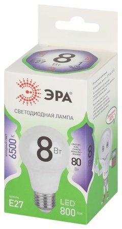Лампа светодиодная  GREEN LINE LED A60-8W-865-E27 GL E27 8 Вт груша холодный свет | Б0067142 | ЭРА — фото
