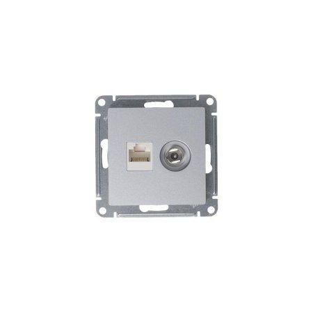 AtlasDesign Алюминий Розетка 2-ая комп+TV, RJ45+TV, кат.5E, механизм | ATN000389 | SE — фото