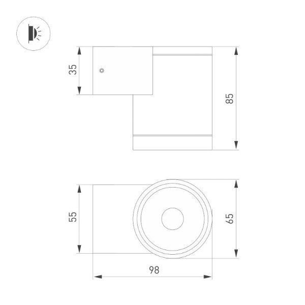 Светильник LGD-RAY-WALL-R65-9W Day4000 (GR, 23 deg, 230V) (Arlight, IP65 Металл, 3 года) | 044852 | Arlight — фото