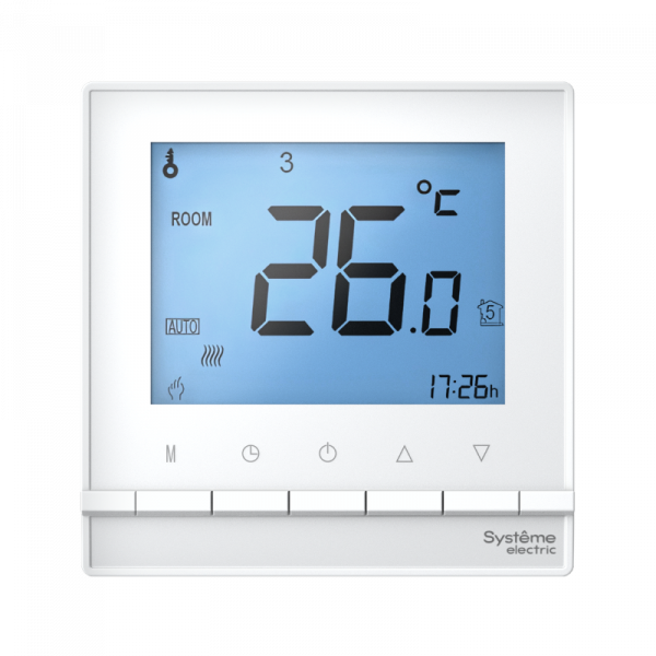 AtlasDesign Белый Термостат электрон.теплого пола с датч.,от+5до+35°C,16A,в сб. | ATN000138 | SE — фото