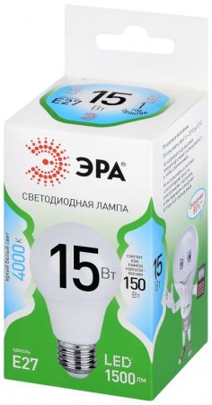 Лампа светодиодная  GREEN LINE LED A60-15W-840-E27 GL E27 15 Вт груша яркий белый свет | Б0067128 | ЭРА — фото