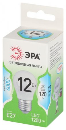 Лампа светодиодная GREEN LINE LED P45-12W-840-E27 GL E27 12 Вт шар яркий белый свет | Б0067050 | ЭРА — фото