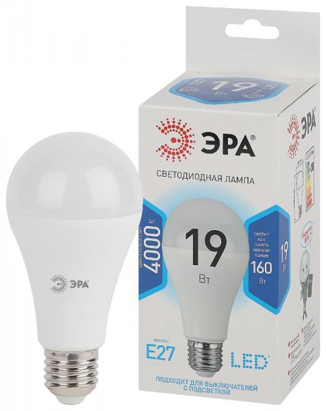 Лампа светодиодная LED 19Вт Е27 4000К A65-19W-840-E27 | Б0031703 | ЭРА — фото