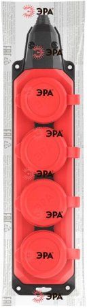 K-4e-RED-IP44 ЭРА Колодка каучуковая с/з 4гн 16A IP44 красная | Б0044553 | ЭРА — фото