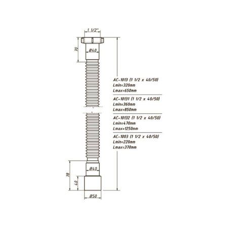 ОРИО Гофрированная труба 1 1/2х40/50мм, L=650мм. АС-1013 — фото