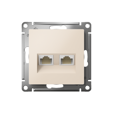 AtlasDesign Бежевый Розетка 2-ая компьютерная RJ45+RJ45, кат.5E, механизм | ATN000285 | SE — фото
